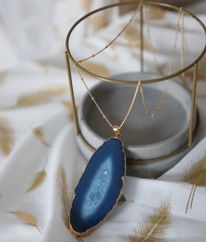 Collier Tranche d'Agate - Bleu