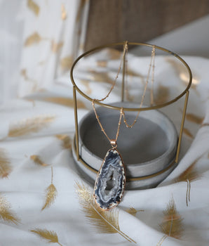 Geode Slice Necklace - Granite