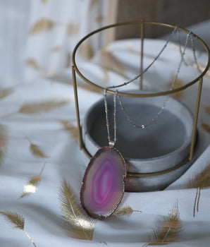 Collier Tranche d'Agate - Orchidée