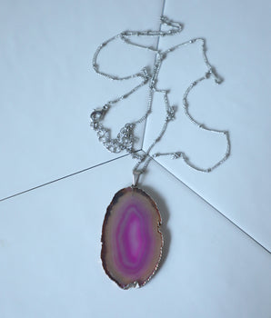 Collier Tranche d'Agate - Orchidée