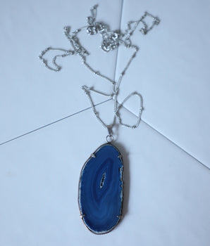 Collier Tranche d'Agate - Bleu Impérial