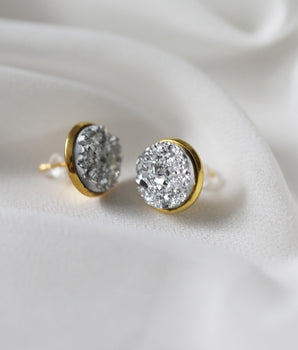 Druzy Earrings - Silver Gold