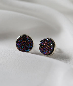 Pendientes Druzy - Plata Morada