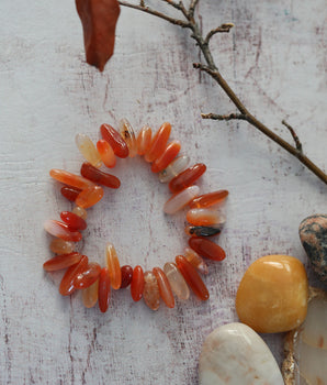 Beaded Bracelet - Carnelian Stack Chip