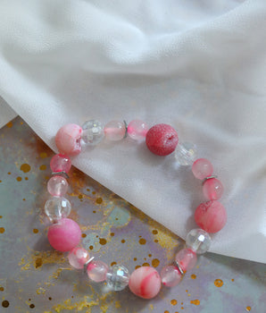 Beaded Bracelet - Pink Druzy